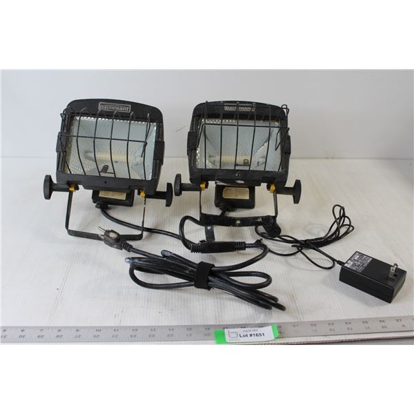(2) Electrimart Work Lights, Charger - Tested Works