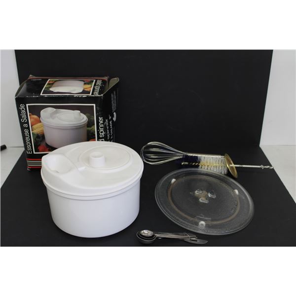 Salad Spinner, Microwave Dish, Whisk, Measuring Spoons, Bristle Cleaning Brush
