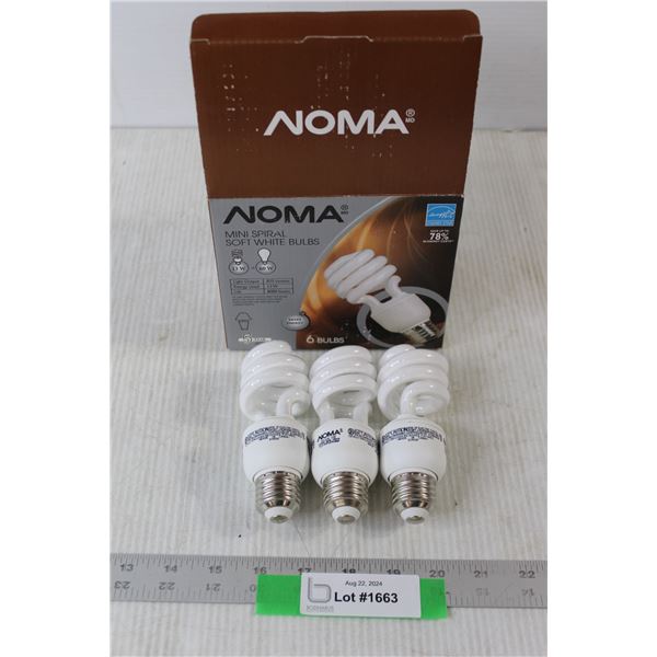 (3) Noma Light Mini Spiral Soft White Bulbs 825 Lumens, 13 W