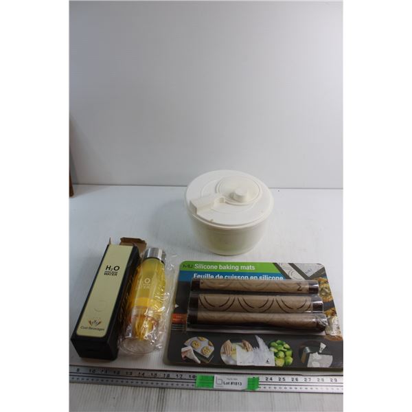 MiU Silicone Baking Mats, Water Bottle with Juice Maker and Salad Spinner