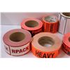 Image 2 : (10) Packing Tape Warning Labels & Regular Shipping Label Rolls