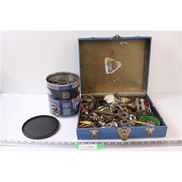 Assorted Bolts in Container & Assorted Hardware in Metal Box