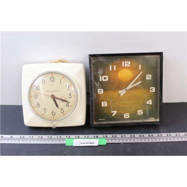 (2) Vintage Electric Wall Clocks - Untested