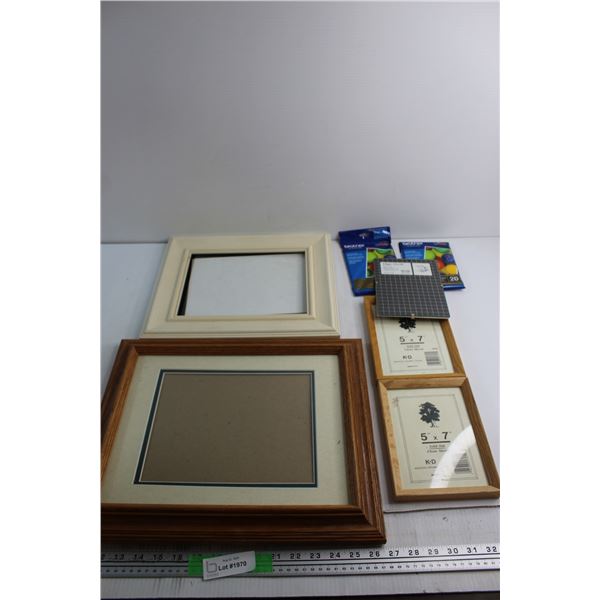(5) Assorted Photo Frames 17'' x 14'' and (2) Innobella Photo Paper
