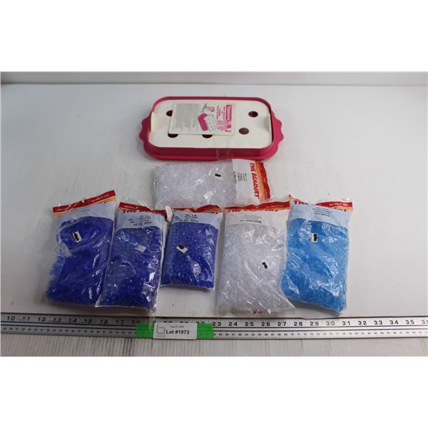 (6) Bags of Assorted Crystals and Vintage Tupperware Animal Wigglers Set