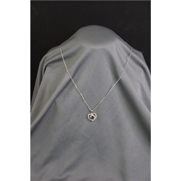 Silver Necklace with Crystal - Authenticity Not Guaranteed