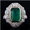 Image 1 : 3.31 ctw Emerald and 0.84 ctw Diamond 18K Yellow and White Gold Ring (GIA CERTIF