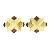 Image 1 : Vintage Esti Frederica 18K Gold Pink & Green Tourmaline Matte Textured Earrings