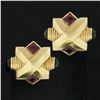 Image 2 : Vintage Esti Frederica 18K Gold Pink & Green Tourmaline Matte Textured Earrings