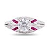 Image 1 : 1.01 ctw Diamond and 0.47 ctw Ruby Platinum Ring (1.66 ctw Diamonds)