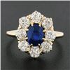 Image 2 : Antique Victorian 14k Gold 2.40 ctw AGL Burma No Heat Sapphire & Diamond Halo Ri