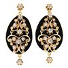 Image 2 : Vintage Victorian Revival 14k Gold Black Onyx w/ Diamond Ornate Dangle Earrings