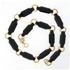 Image 4 : Antique Victorian 14K Gold Alternating Reddish Black Stone & Round Link Necklace