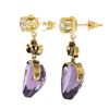 Image 3 : Antique Victorian 14K Gold Old MIne Diamond Carved Amethyst Heart Drop Earrings