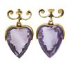 Image 5 : Antique Victorian 14K Gold Old MIne Diamond Carved Amethyst Heart Drop Earrings