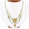 Antique Art Nouveau Krementz 14K Gold Coral & Freshwater Pearl Swag Necklace