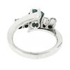 Image 6 : Vintage 14k White Gold Emerald Cut Emerald & 0.12 ctw Round Diamond Bypass Ring