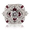 Image 1 : 1.04 ctw Diamond and 1.03 ctw Ruby Platinum Ring
