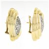 Image 4 : Vintage 18k Yellow Gold 2.15 ctw Pave Diamond Domed Swirl Earrings w/ 14k Backs