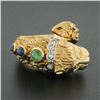 Image 2 : Vintage 18k Gold Lion Head Diamond & Cabochon Multi Gemstone Textured Wrap Ring