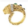 Image 8 : Vintage 18k Gold Lion Head Diamond & Cabochon Multi Gemstone Textured Wrap Ring