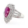 Image 2 : 3.29 ctw MOZAMBIQUE Ruby and 1.56 ctw Diamond Platinum Ring (GIA CERTIFIED)