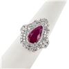 Image 3 : 3.29 ctw MOZAMBIQUE Ruby and 1.56 ctw Diamond Platinum Ring (GIA CERTIFIED)