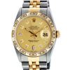 Image 1 : Rolex Mens Two Tone Champagne Diamond Pyramid Bezel Datejust Wristwatch
