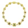 Image 3 : Vintage 18K Gold Cabochon Multi Gemstone Diamond Dual Finish Wide Link Necklace