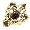 Image 4 : Antique Victorian Revival 14K Gold Oval Garnet & Pearl Floral Pin Brooch Pendant