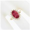 Image 3 : 14k Gold 4.30 ctw Oval Pink Tourmaline w/ Brilliant Diamond Halo Engagement Ring