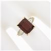 Image 3 : Antique Art Nouveau 14k TT Gold 3 ctw Emerald Cut Rhodolite Garnet Solitaire Rin