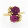 Image 4 : Vintage 14k Gold 3.50 ctw Round Cabochon Purple Pink Tourmaline Open Work Bow Ri