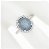 Image 3 : NEW 14k White Gold 7.82 ctw Oval Cabochon Gray Star Sapphire w/ Diamond Halo Rin