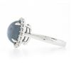 Image 6 : NEW 14k White Gold 7.82 ctw Oval Cabochon Gray Star Sapphire w/ Diamond Halo Rin