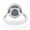 Image 7 : NEW 14k White Gold 7.82 ctw Oval Cabochon Gray Star Sapphire w/ Diamond Halo Rin