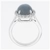 Image 8 : NEW 14k White Gold 7.82 ctw Oval Cabochon Gray Star Sapphire w/ Diamond Halo Rin