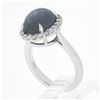 Image 9 : NEW 14k White Gold 7.82 ctw Oval Cabochon Gray Star Sapphire w/ Diamond Halo Rin