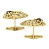 Image 4 : Men's Vintage 18k Gold Black Star Sapphire Diamond Oval Nugget Finish Cuff Links