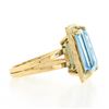 Image 5 : Vintage 14k Gold 4.72 ctw Emerald Cut Aquamarine w/ Textured Frame Solitaire Rin