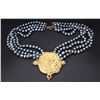 18K Yellow Gold Pendant on Multi-strand Pearl Bead Choker