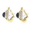 Image 3 : Large 18k Gold 18+ct GIA Oval Cabochon Sapphire Diamond Statement Cuff Earrings