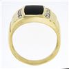 Image 8 : Mens 14K Gold .35 ctw Inlaid Black Onyx w/ Diamond Channel Polished Wide Band Ri