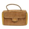 Image 1 : Chanel Beige Quilted Suede Chocolate Bar CC Top Handle Bag (CC Snap Replaced)