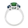 Image 8 : Platinum 2.89 ctw GIA Round Green Tsavorite & Oval Sapphire Three 3 Stone Ring