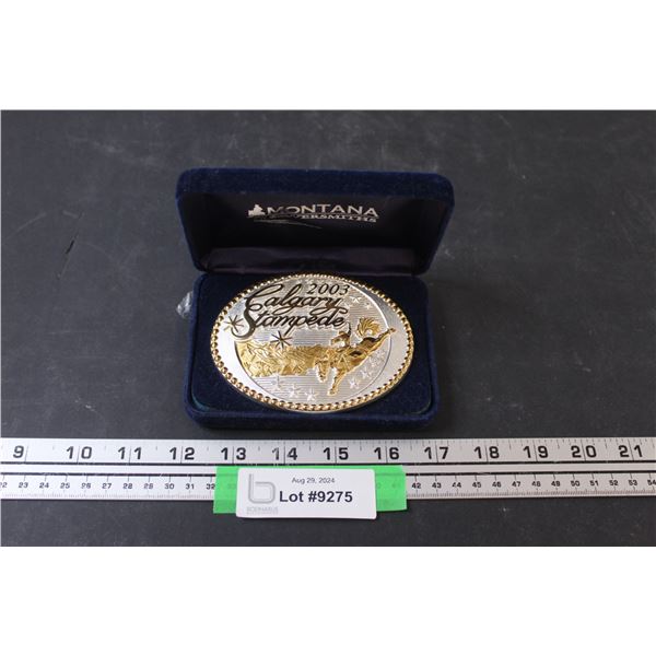 Montana Silversmiths Calgary Stampede 2003 Belt Buckle in Velvet Case