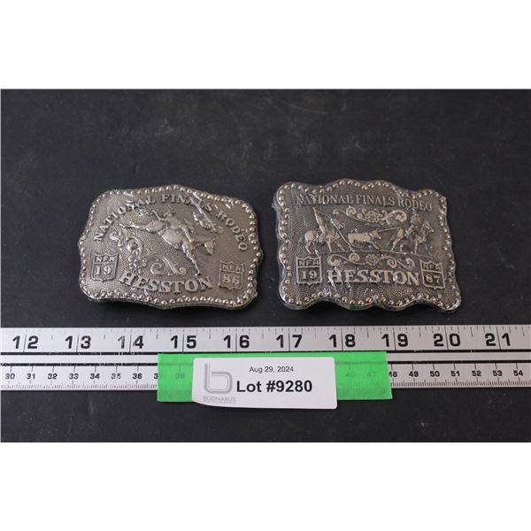 (2) Hesston Nationals Rodeo 1986 & 1987 Belt Buckle