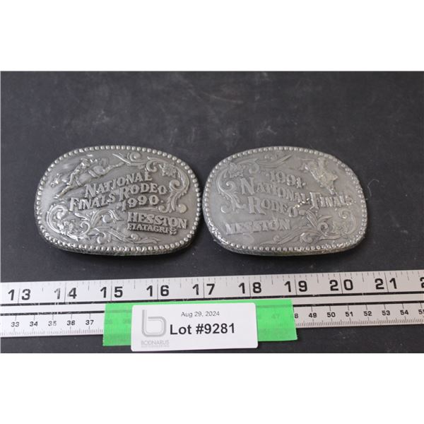(2) Hesston Nationals Rodeo 1990 & 1991 Belt Buckle