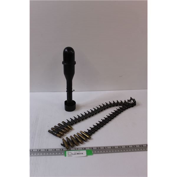 World War 2 Dummy Rifle Grenade -11" Tall & Metal Bullet Belt