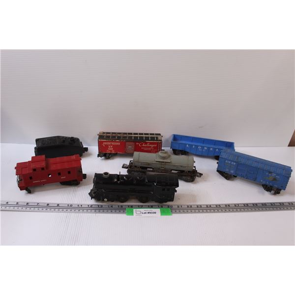 Train Engine & (6) Assorted Train Cars